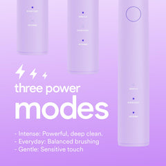 Mode selection and power button on the Purple HISMILE toothbrush