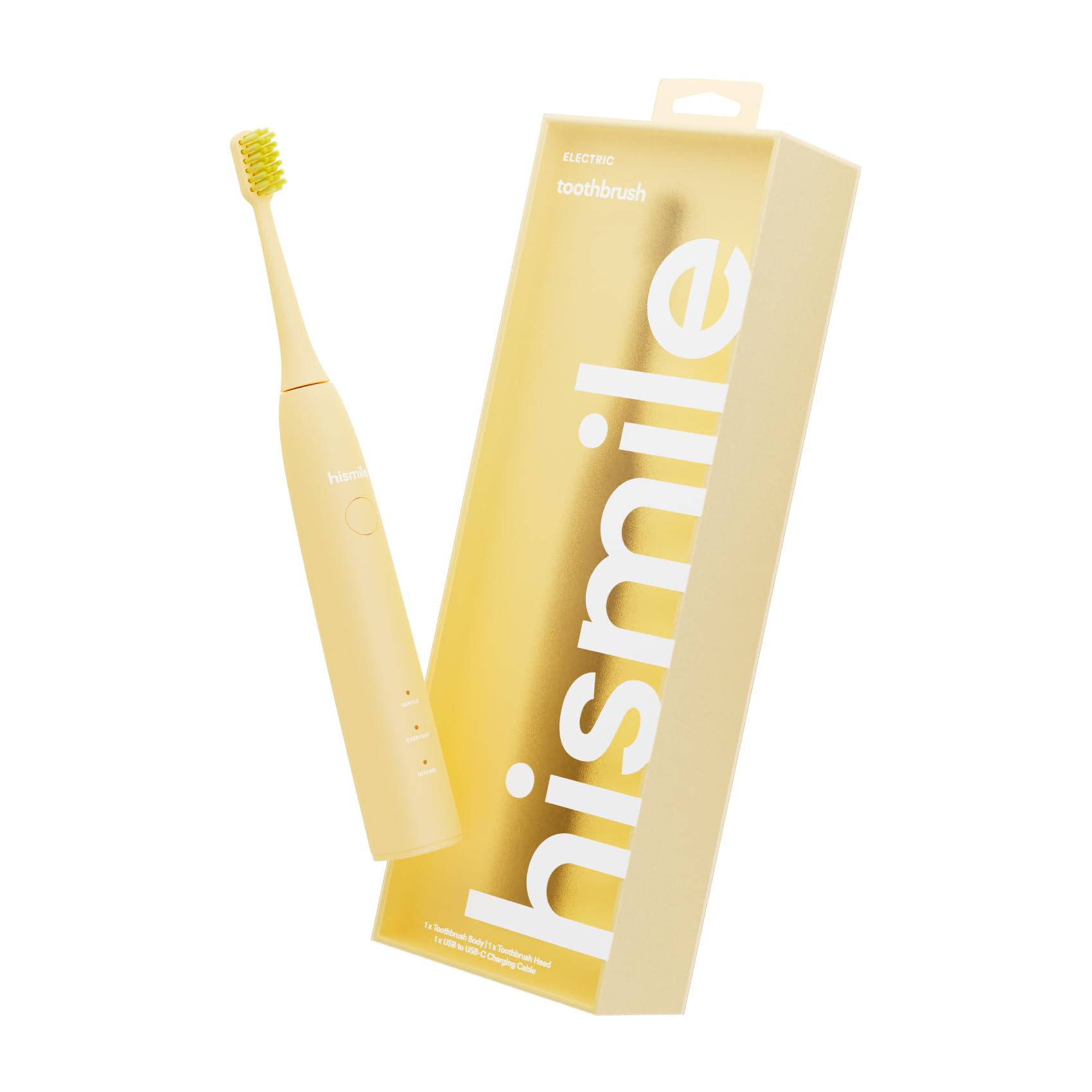 Hismile electric toothbrush with yellow handle and three brushing modes