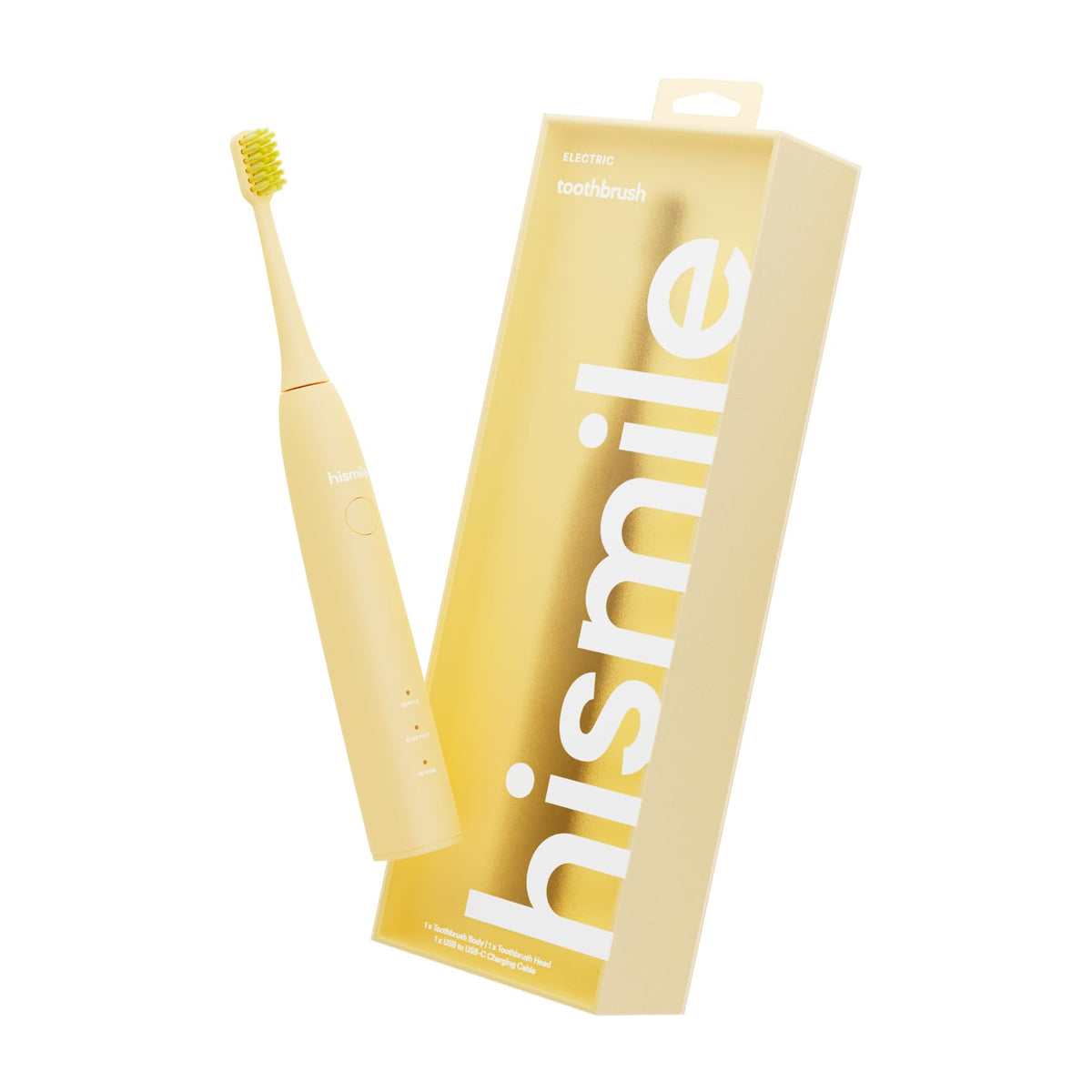 Hismile electric toothbrush with yellow handle and three brushing modes