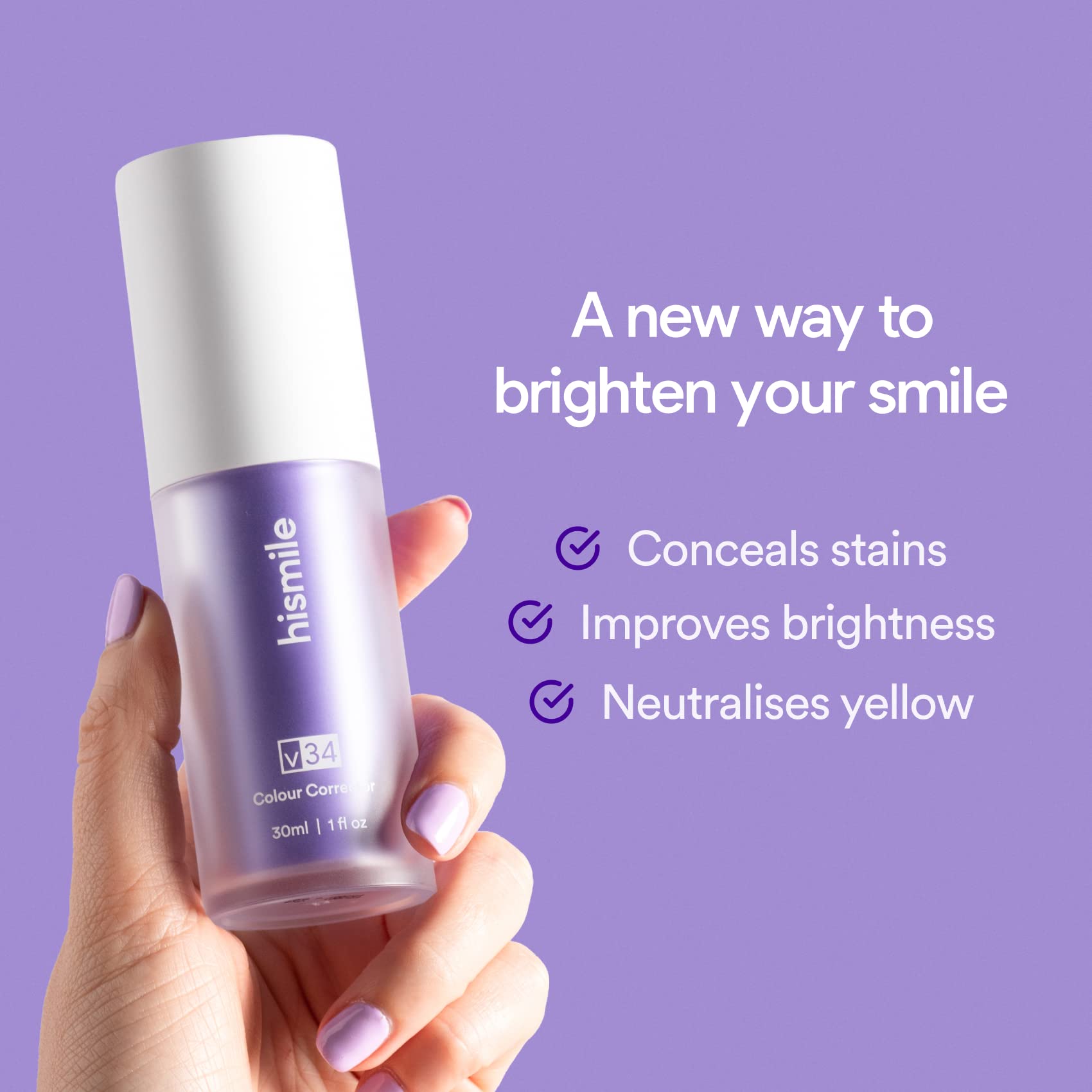 Applying Hismile v34 Colour Corrector on teeth