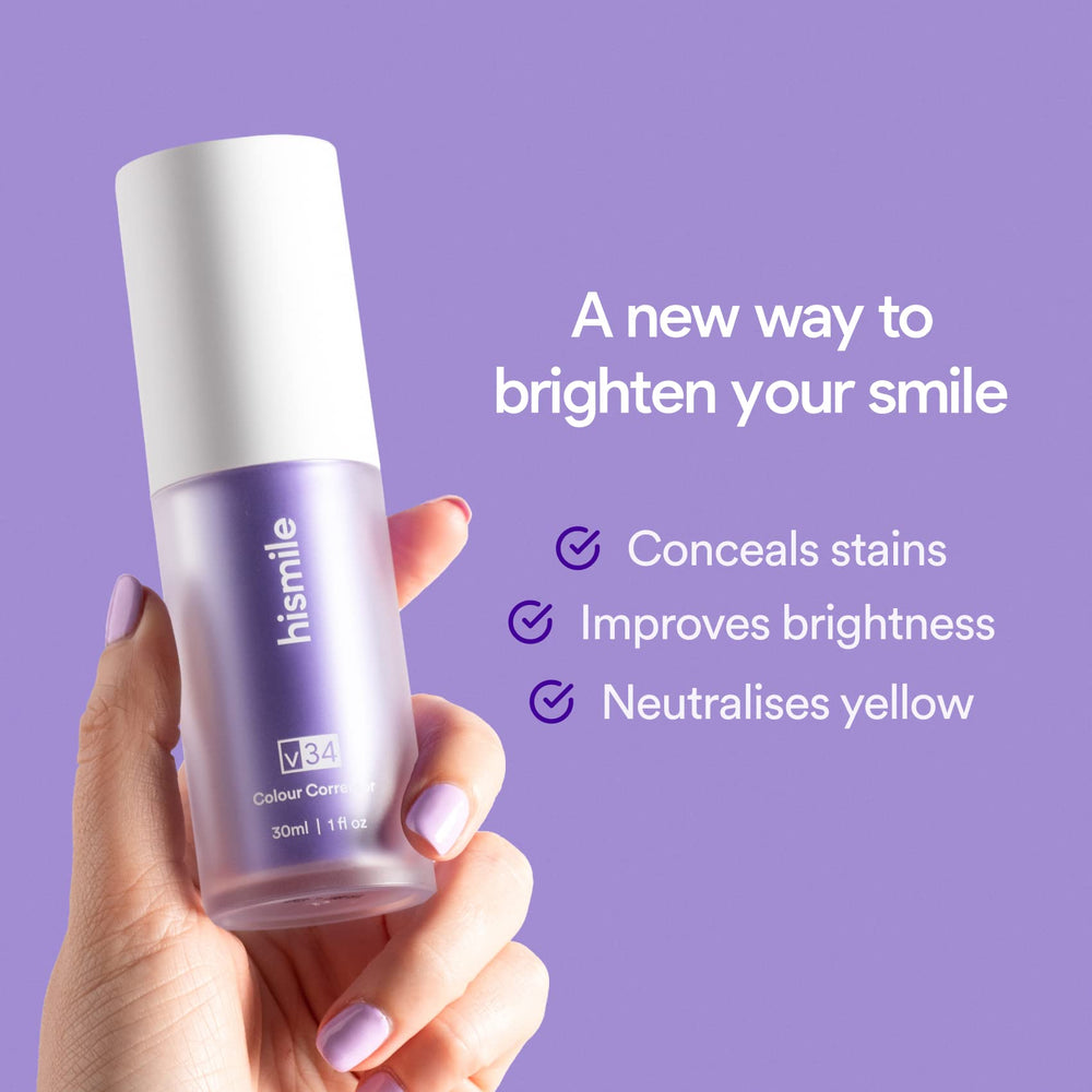 Applying Hismile v34 Colour Corrector on teeth