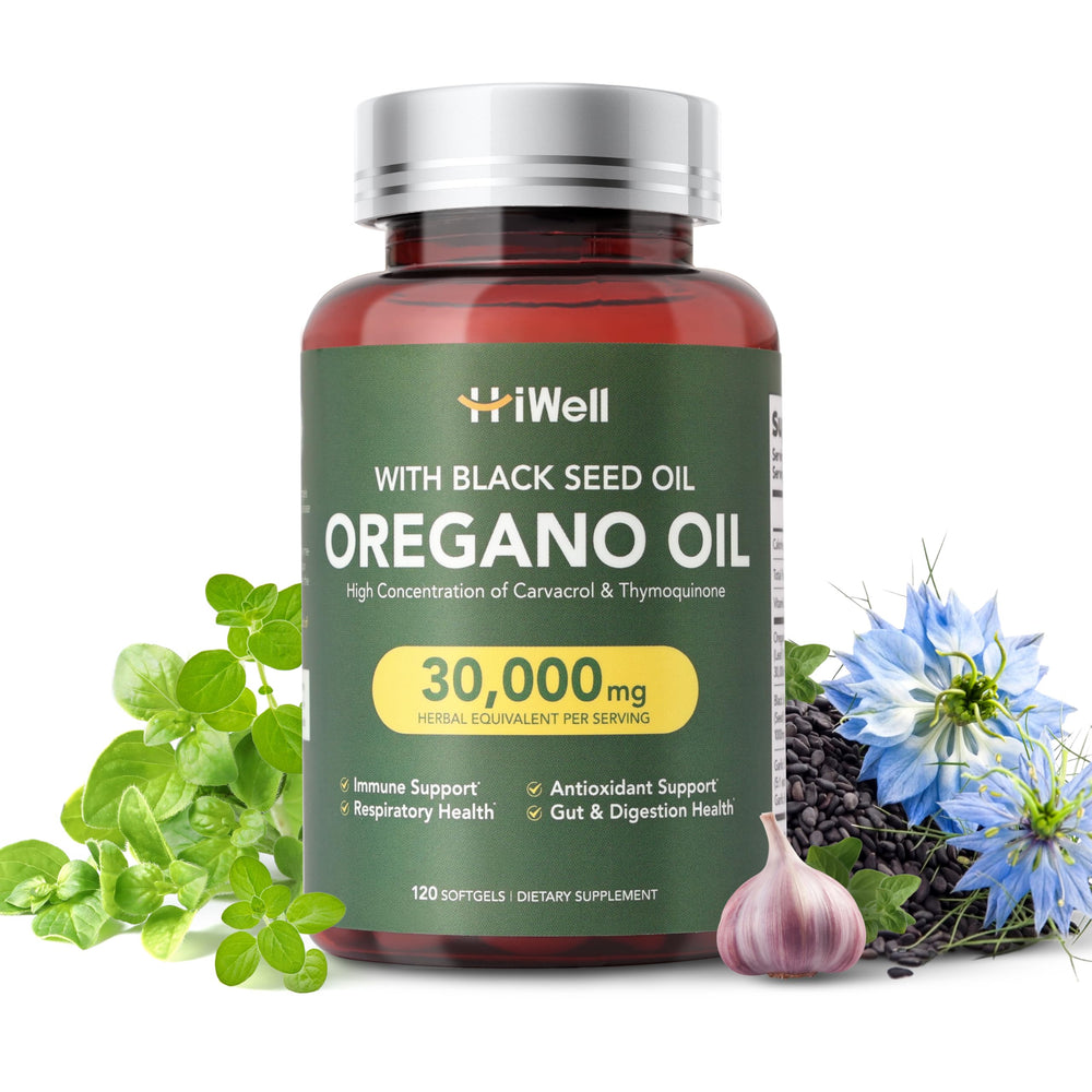 HiWell Oregano Oil with Black Seed Oil bottle – 60-day supply