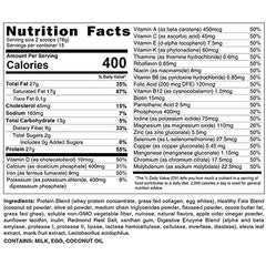 HLTH CODE Complete Meal Replacement ingredients highlight keto-friendly blend for steady energy during workouts.