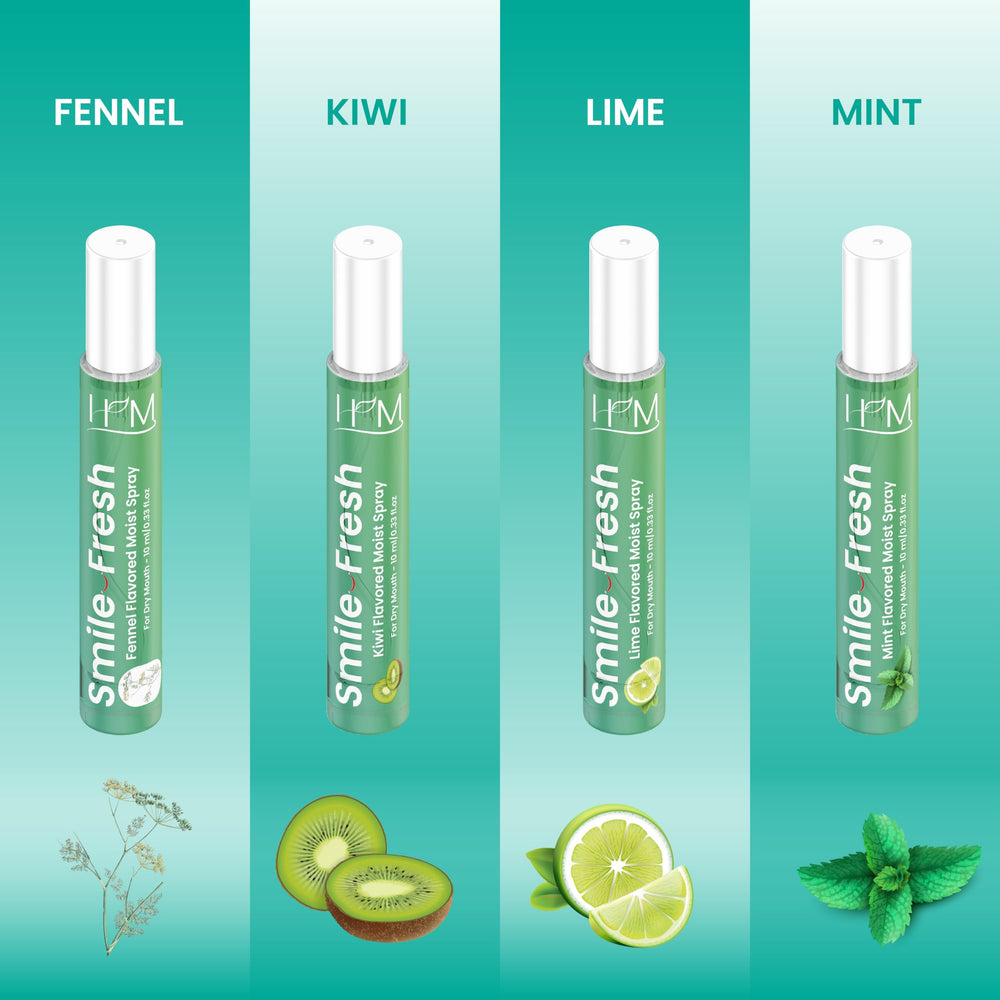 HM Dry Mouth Spray Kiwi flavor front view in pack4