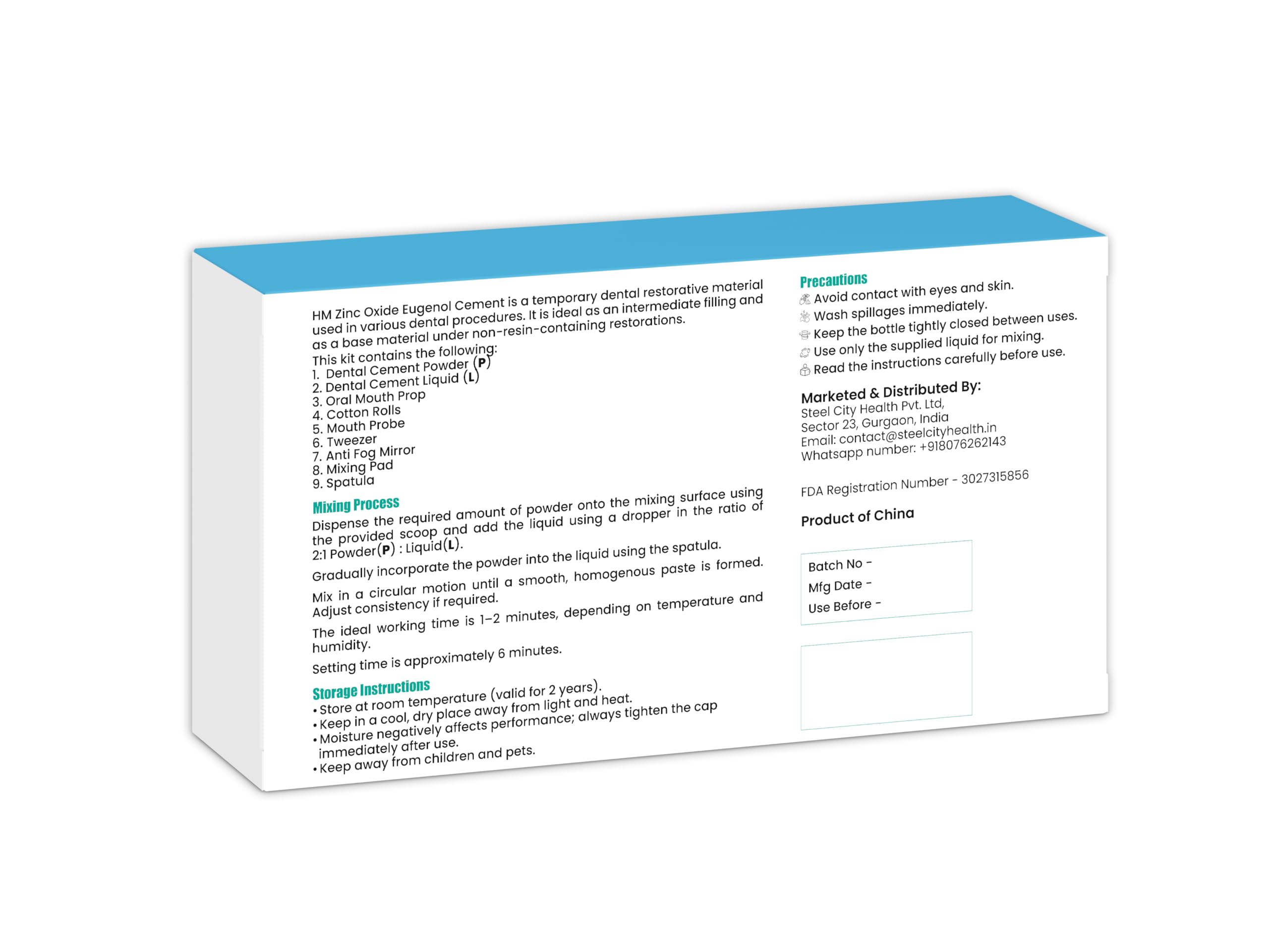 Emergency at-home dental care in a compact box