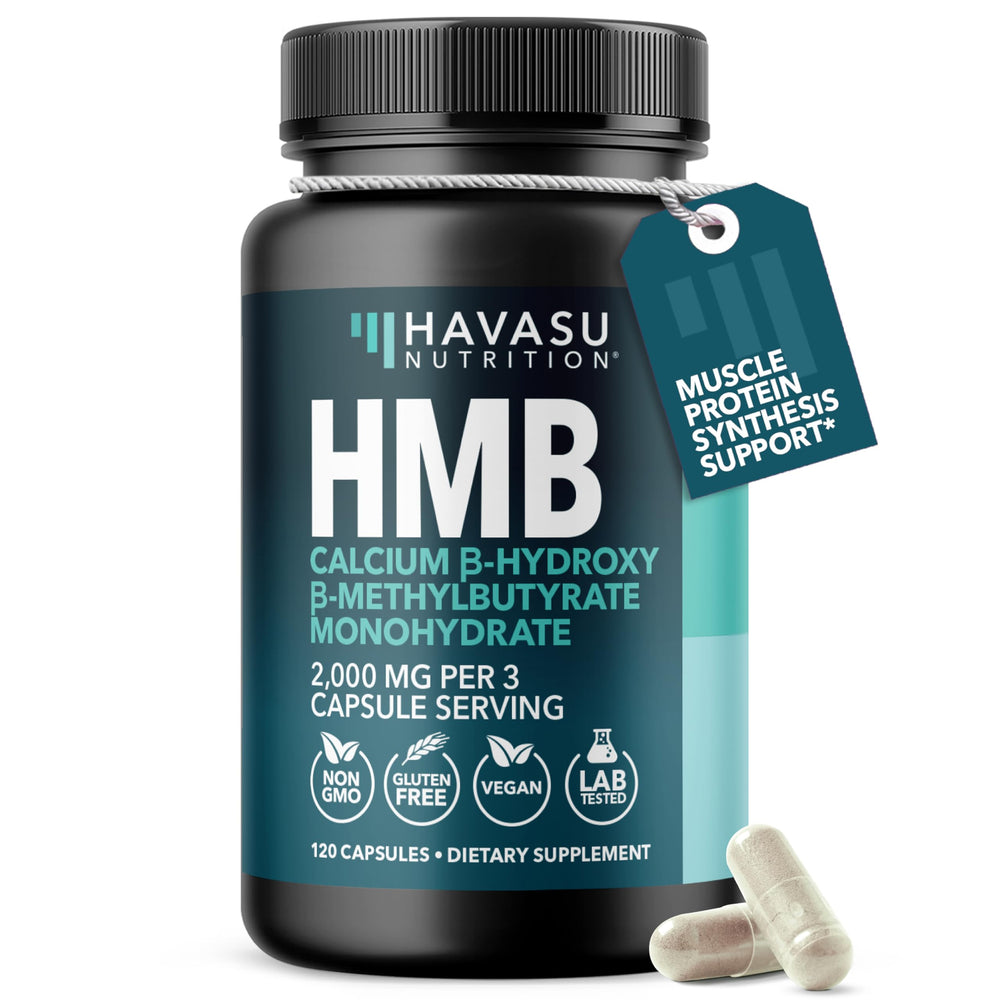 HMB Capsules bottle label showing 2000mg per serving