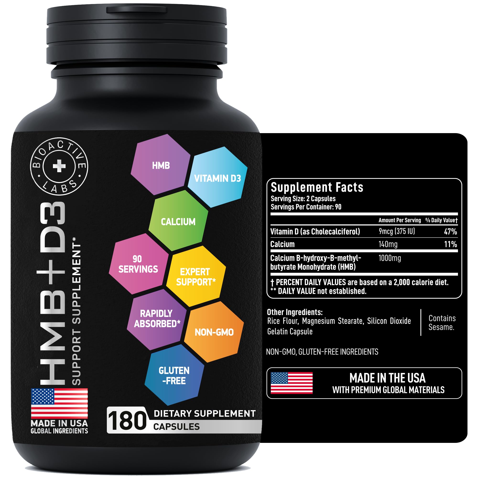 Three-month supply packaging of HMB D3 supplement
