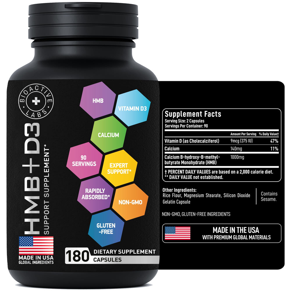 Three-month supply packaging of HMB D3 supplement