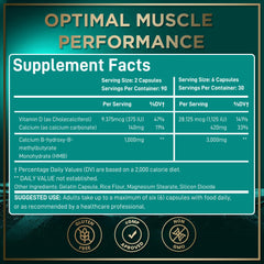 Close-up of HMB and Vitamin D3 capsules
