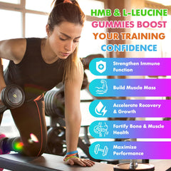 Close-up of raspberry-flavored HMB and L-Leucine 3000mg gummies