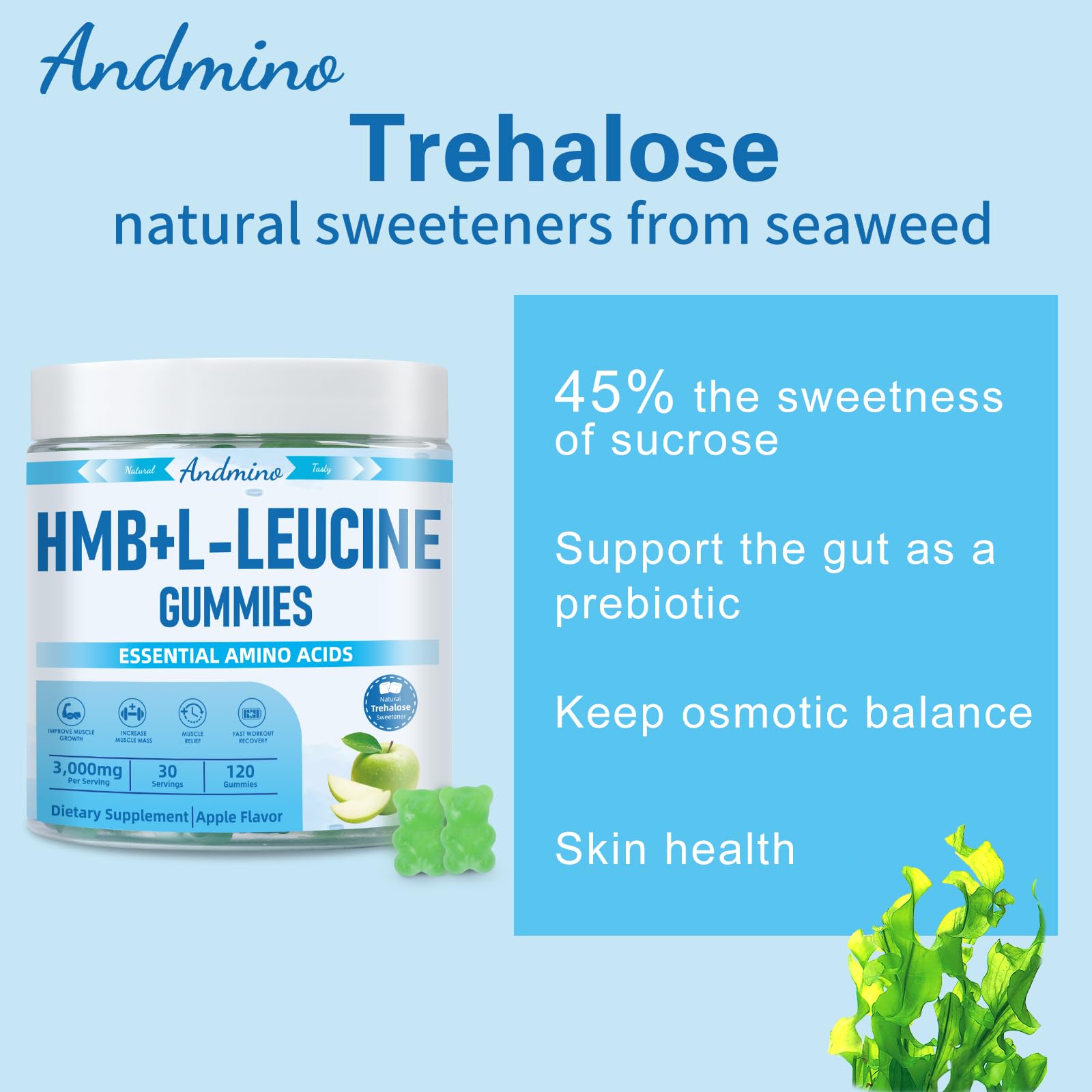 Ingredients list for Andmino gummies with trehalose