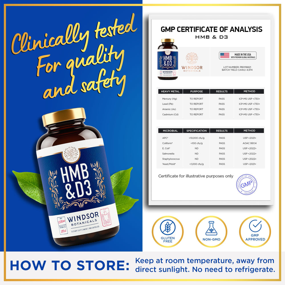 Made in USA GMP facility label for HMB supplement