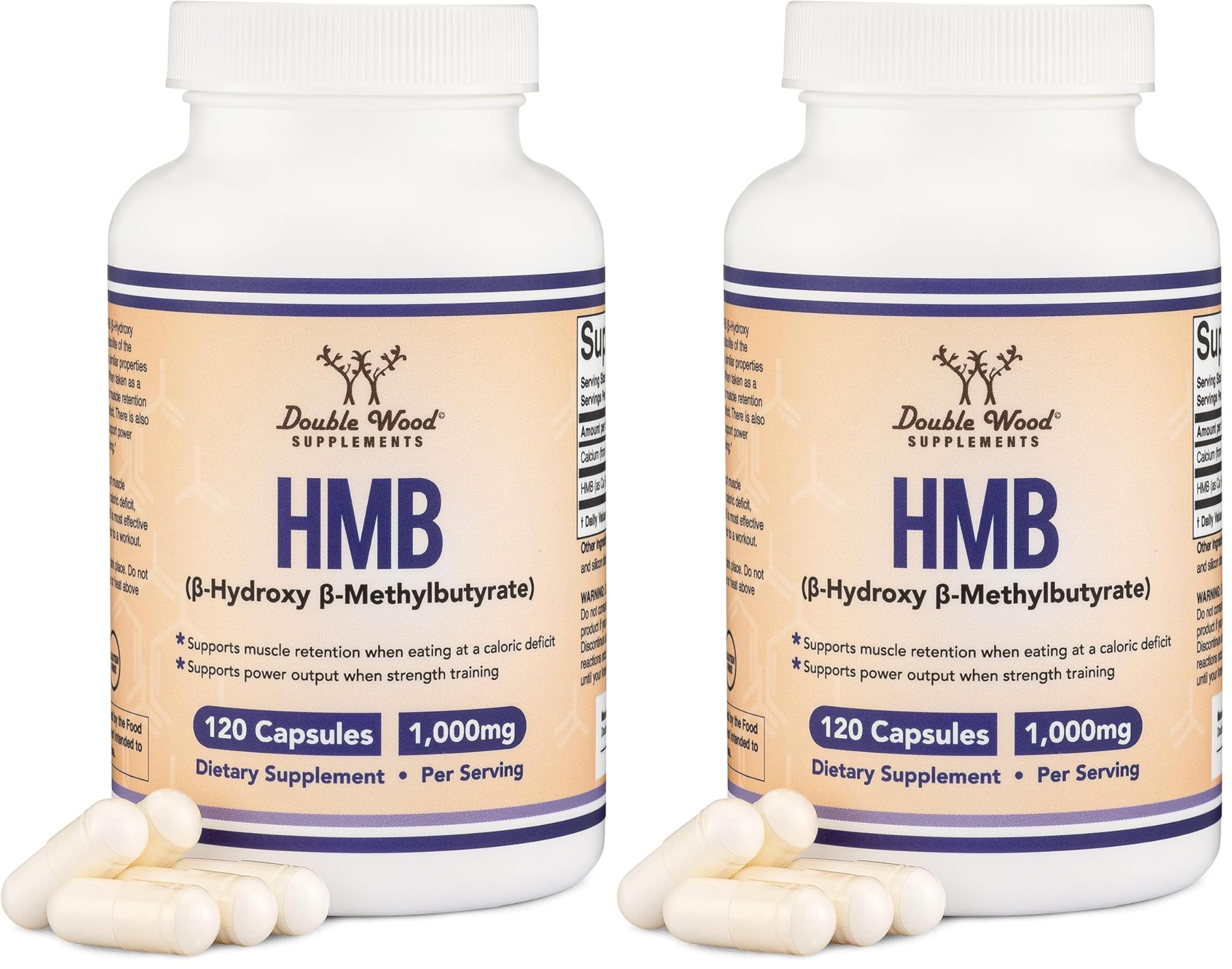 Front view of Double Wood HMB supplement bottle (pack of 2)