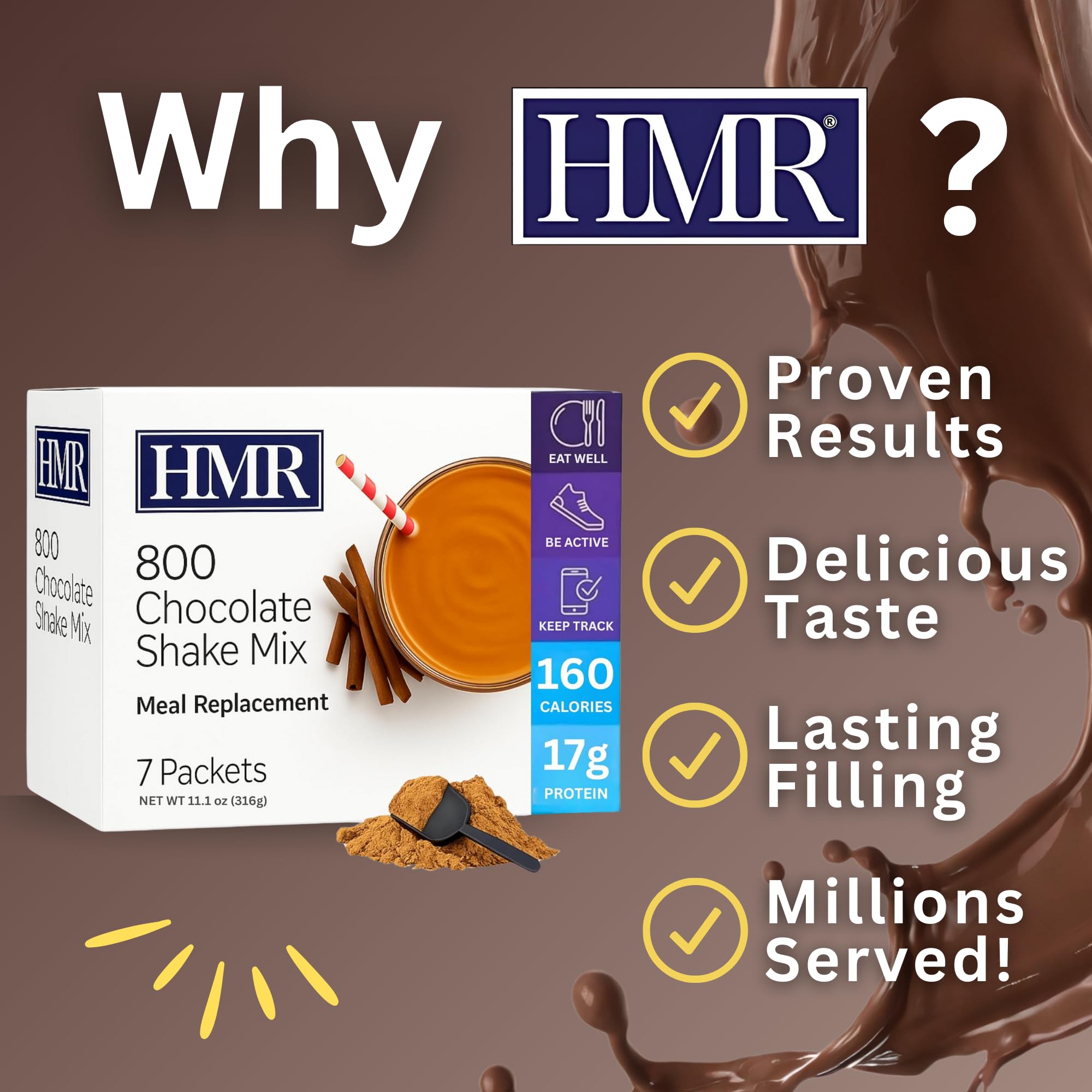 HMR 800 Shake Chocolate on-the-go bottle ready-to-drink nutrition.