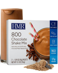 HMR 800 Shake Chocolate tub open, ready to mix a satisfying meal replacement.