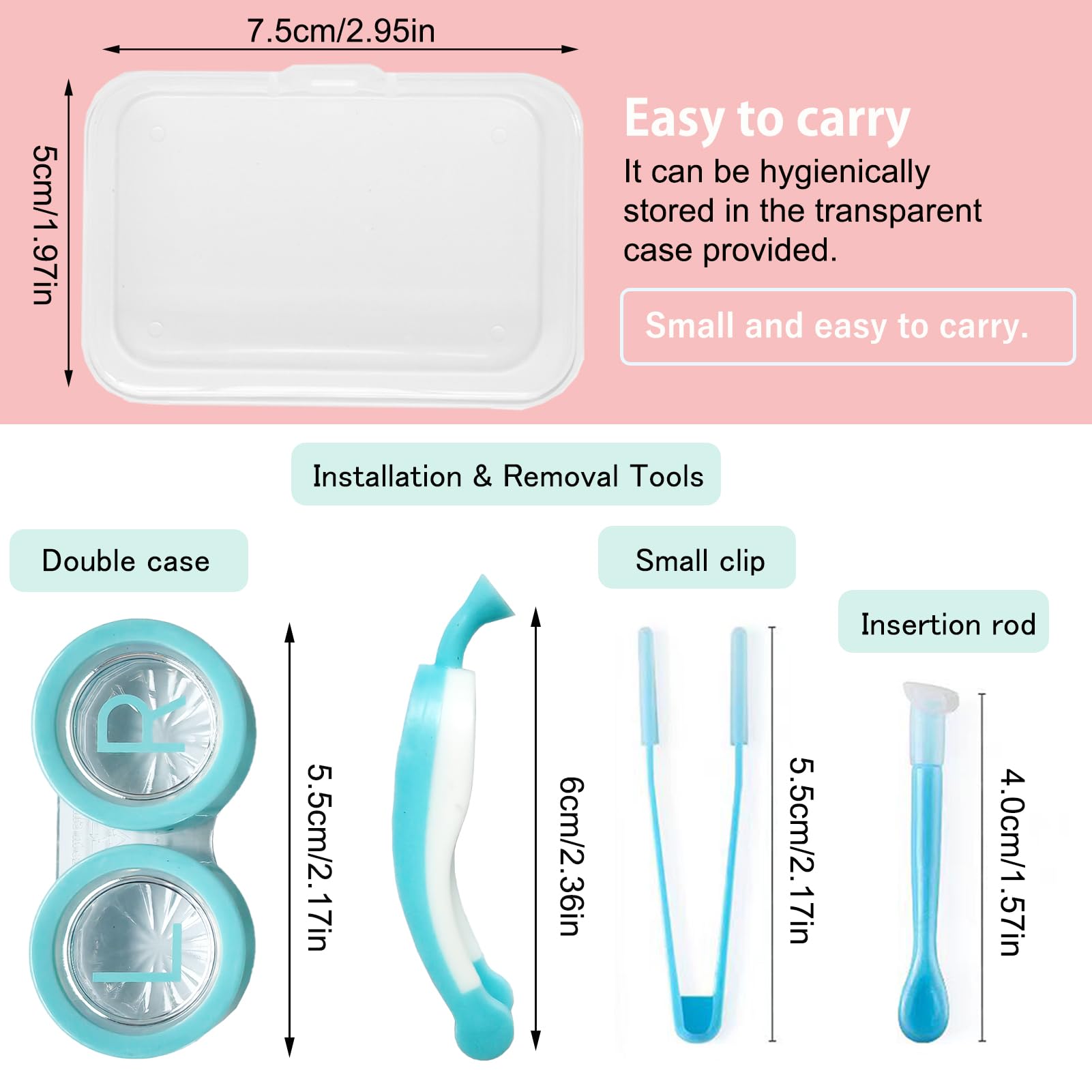 Contact lens case included in the set