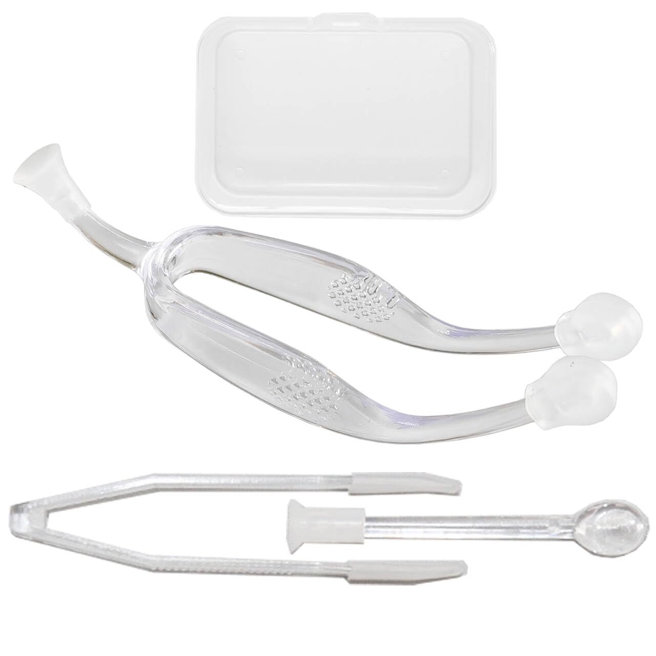 Soft contact lens tool with tweezers and suction cup