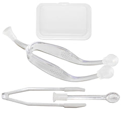 Soft contact lens tool with tweezers and suction cup