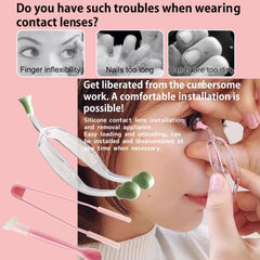 Tweezers with suction cup for contact lens insertion