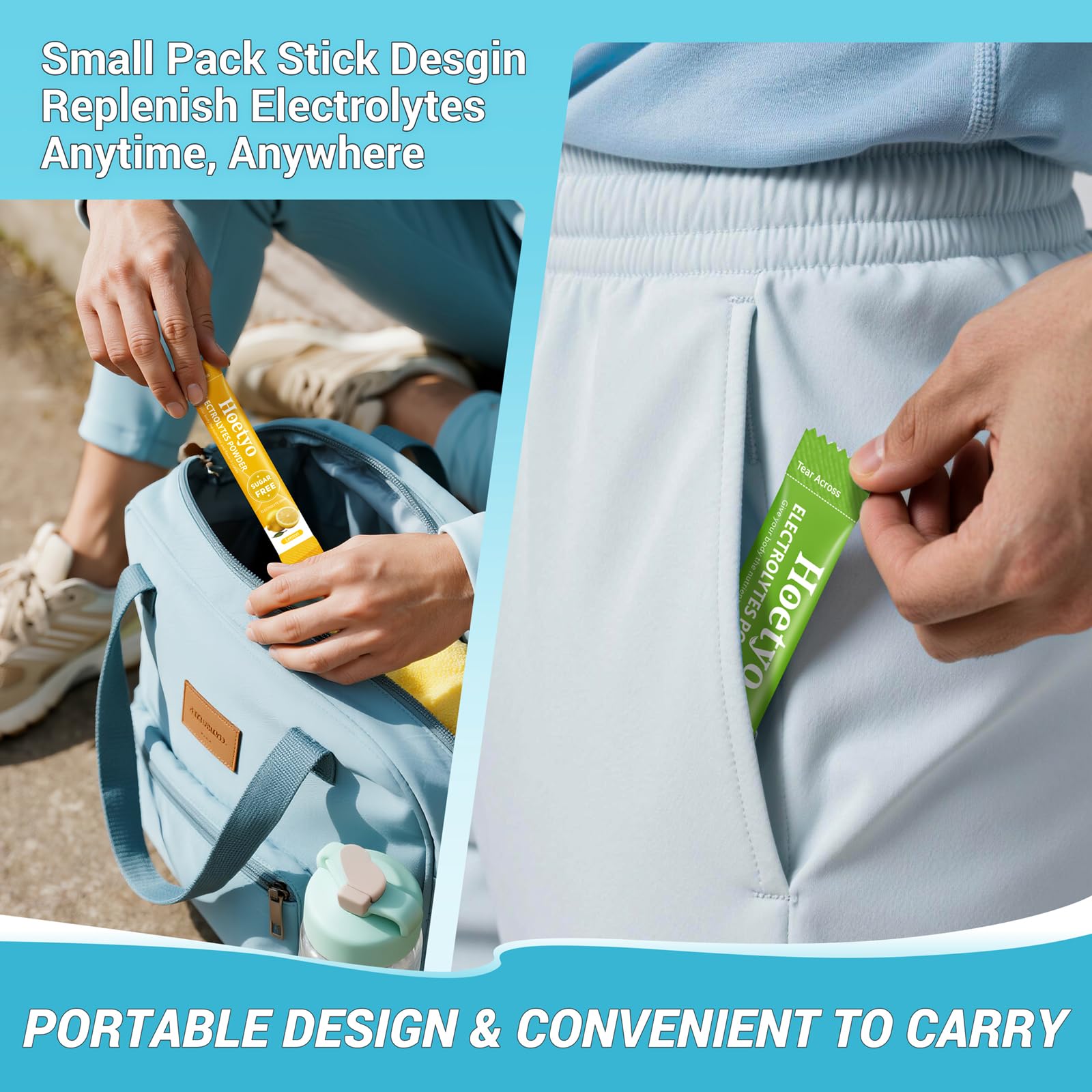 HOETYO electrolyte packets dissolve smoothly in water.