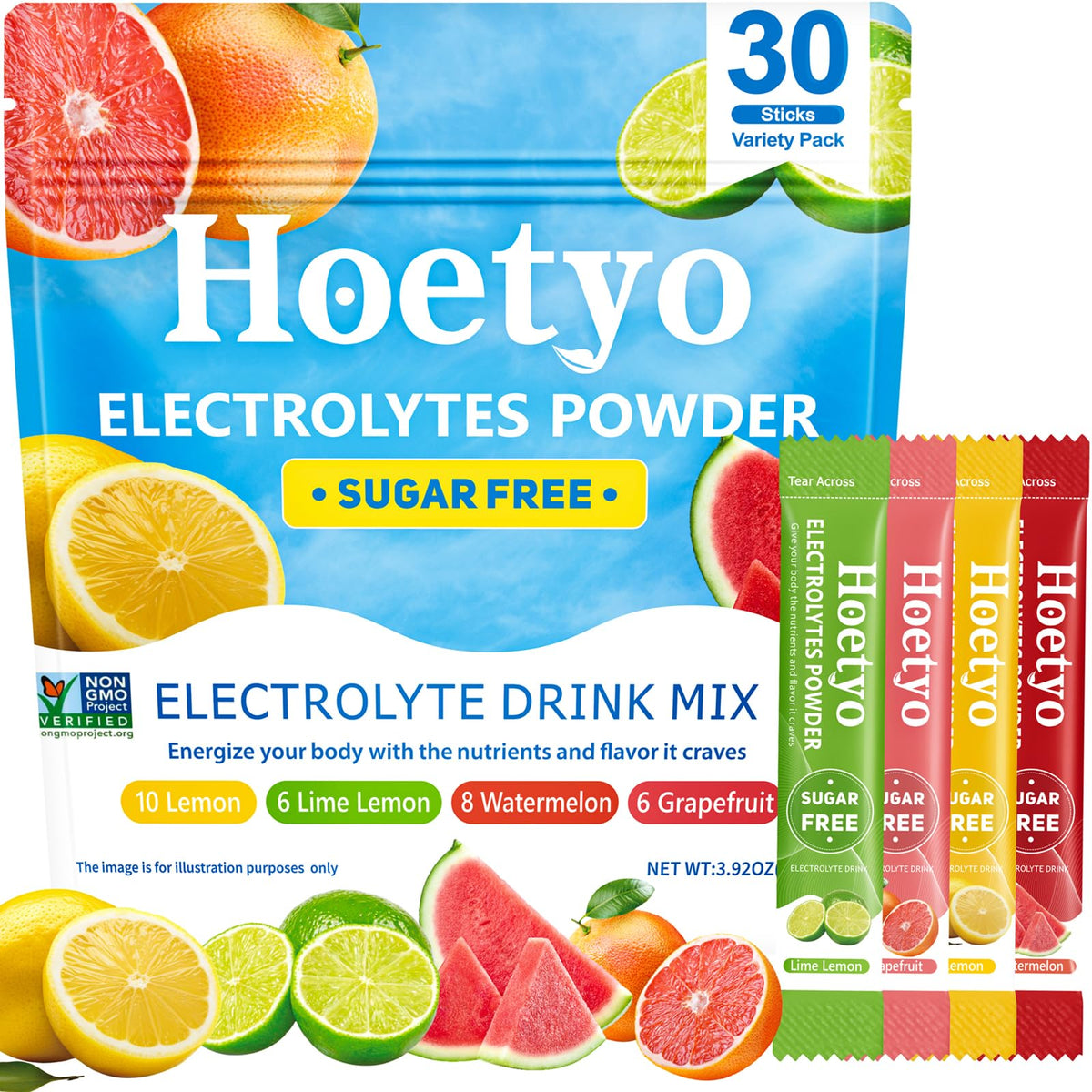 HOETYO electrolytes lemon flavor stick for fast hydration on workouts