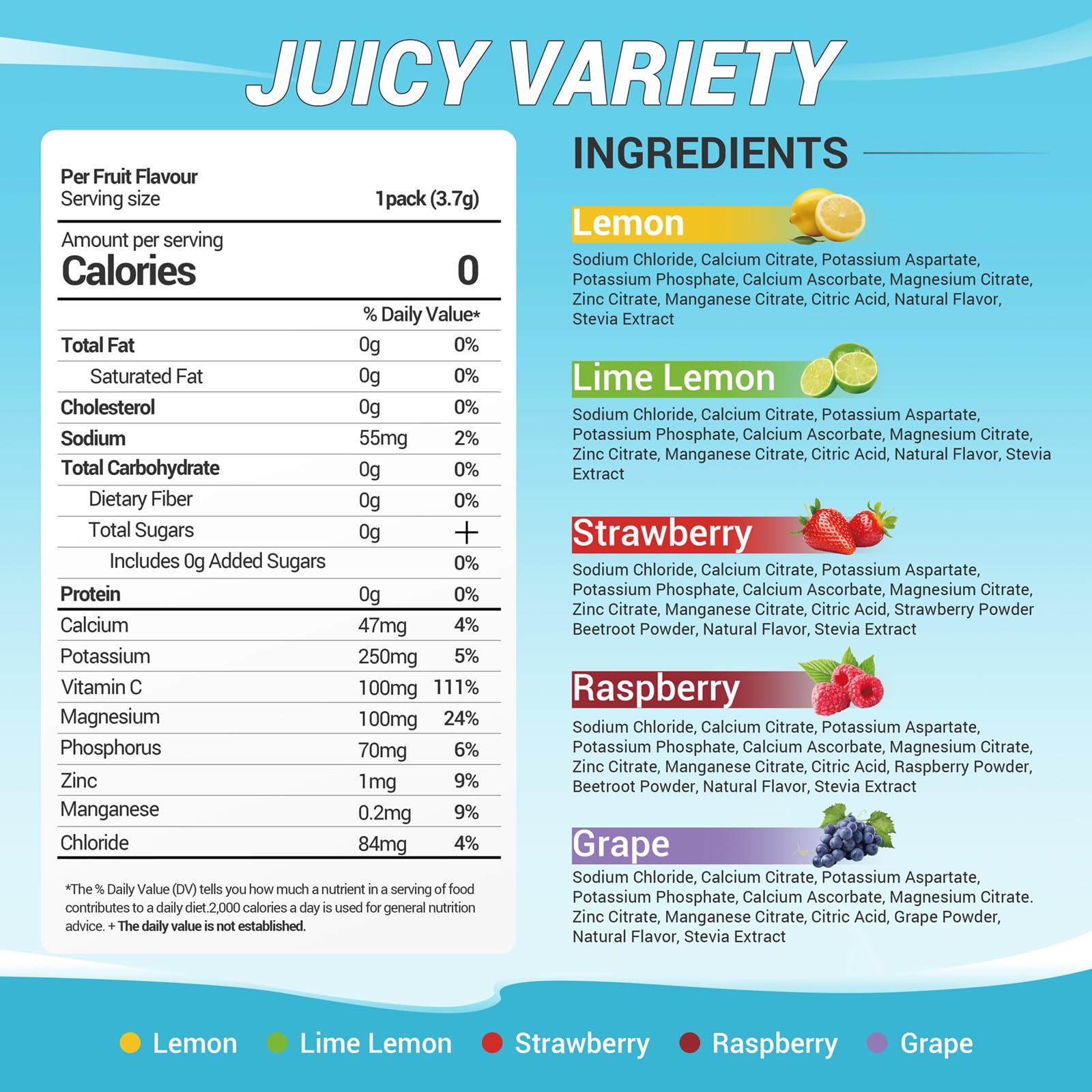 HOETYO lime-lemon flavor electrolyte packet for daily hydration.