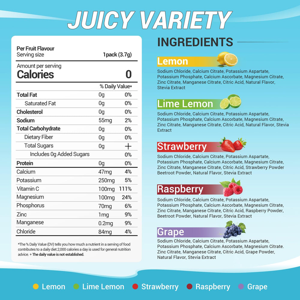 HOETYO lime-lemon flavor electrolyte packet for daily hydration.