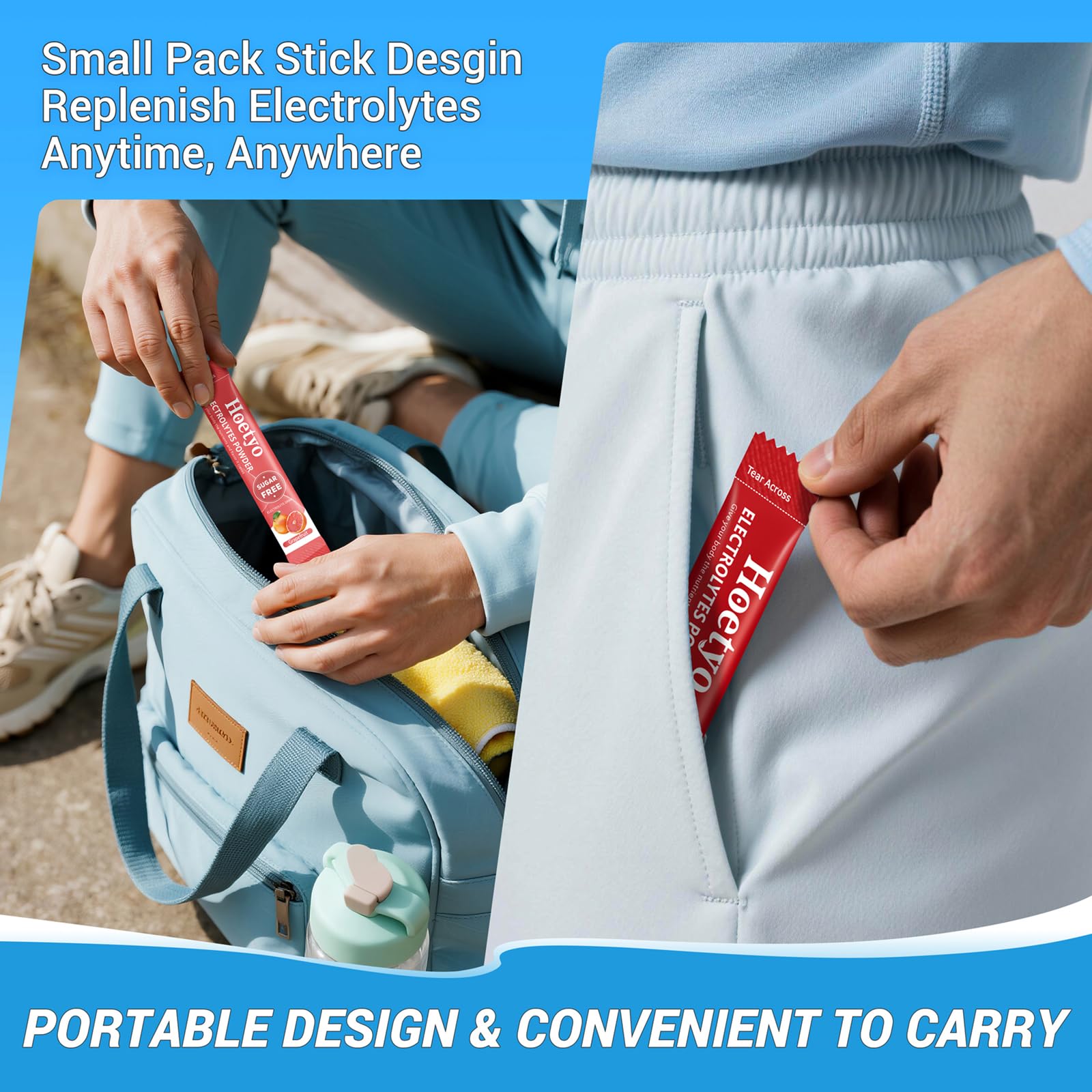 HOETYO electrolytes packaging closeup highlights zero sugar and vegan formula