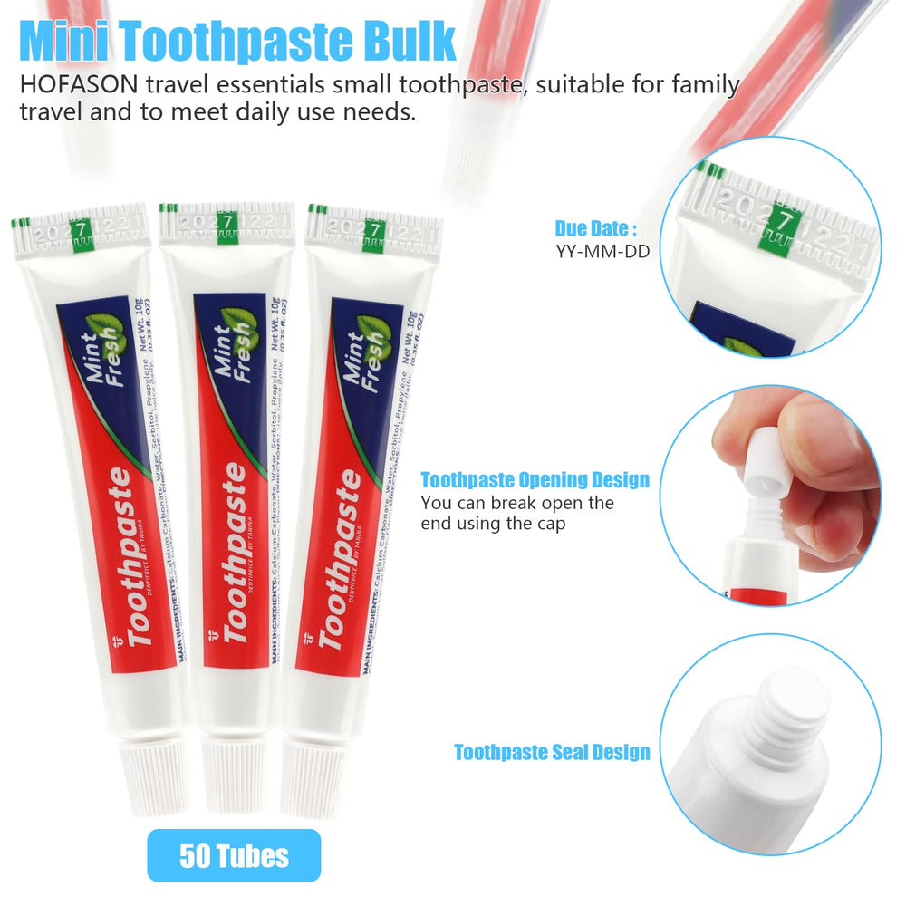 Peppermint flavored travel toothpaste labeling