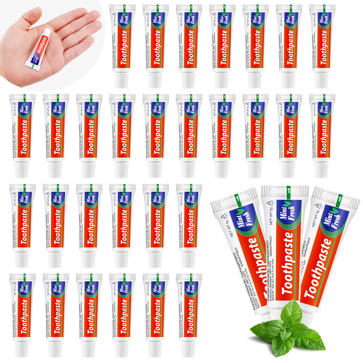 HOFASON 50-tube bulk travel-size toothpaste pack
