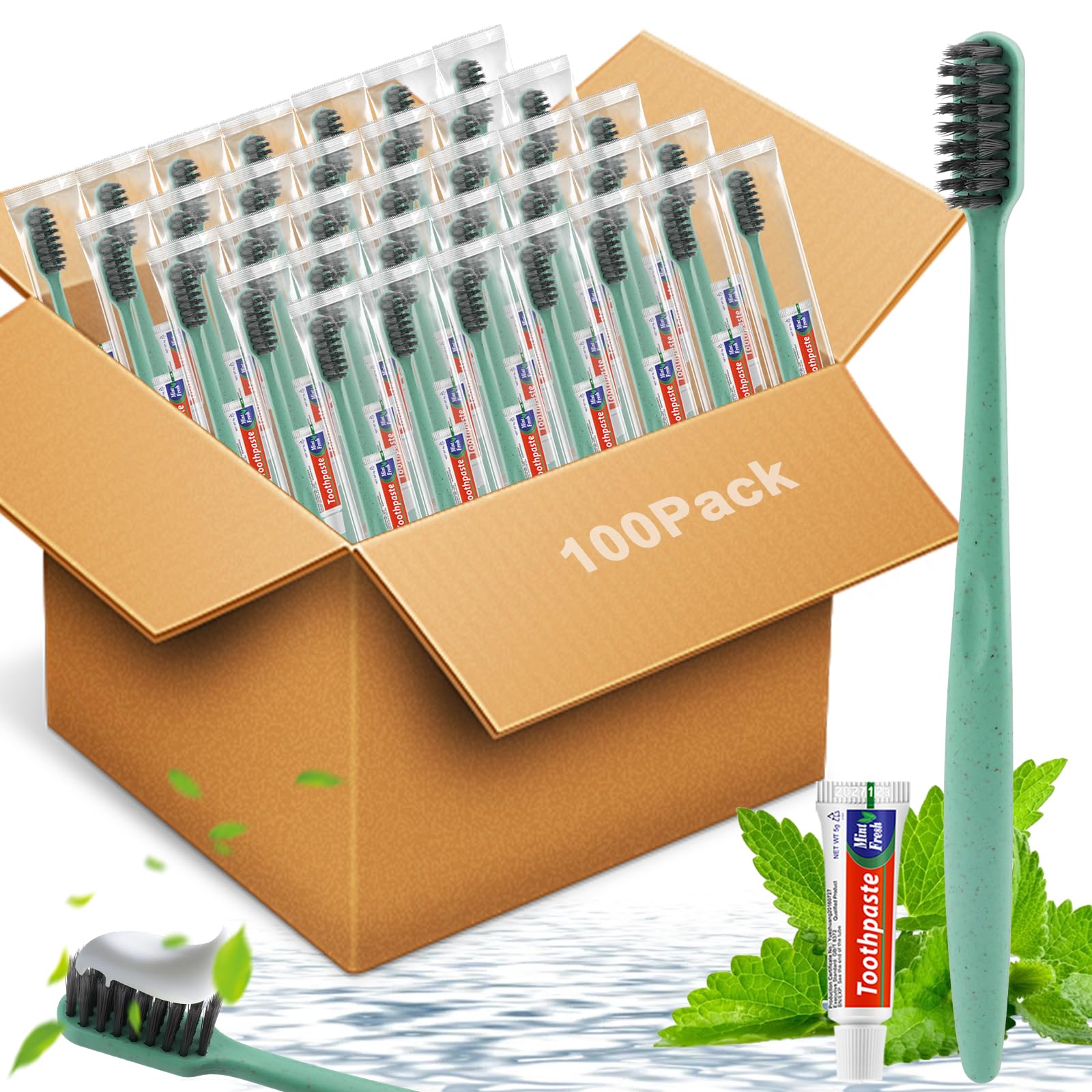 HOFASON disposable toothbrush with toothpaste in individual sealed wrapper