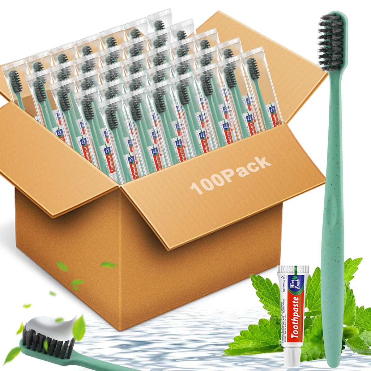 HOFASON disposable toothbrush with toothpaste in individual sealed wrapper