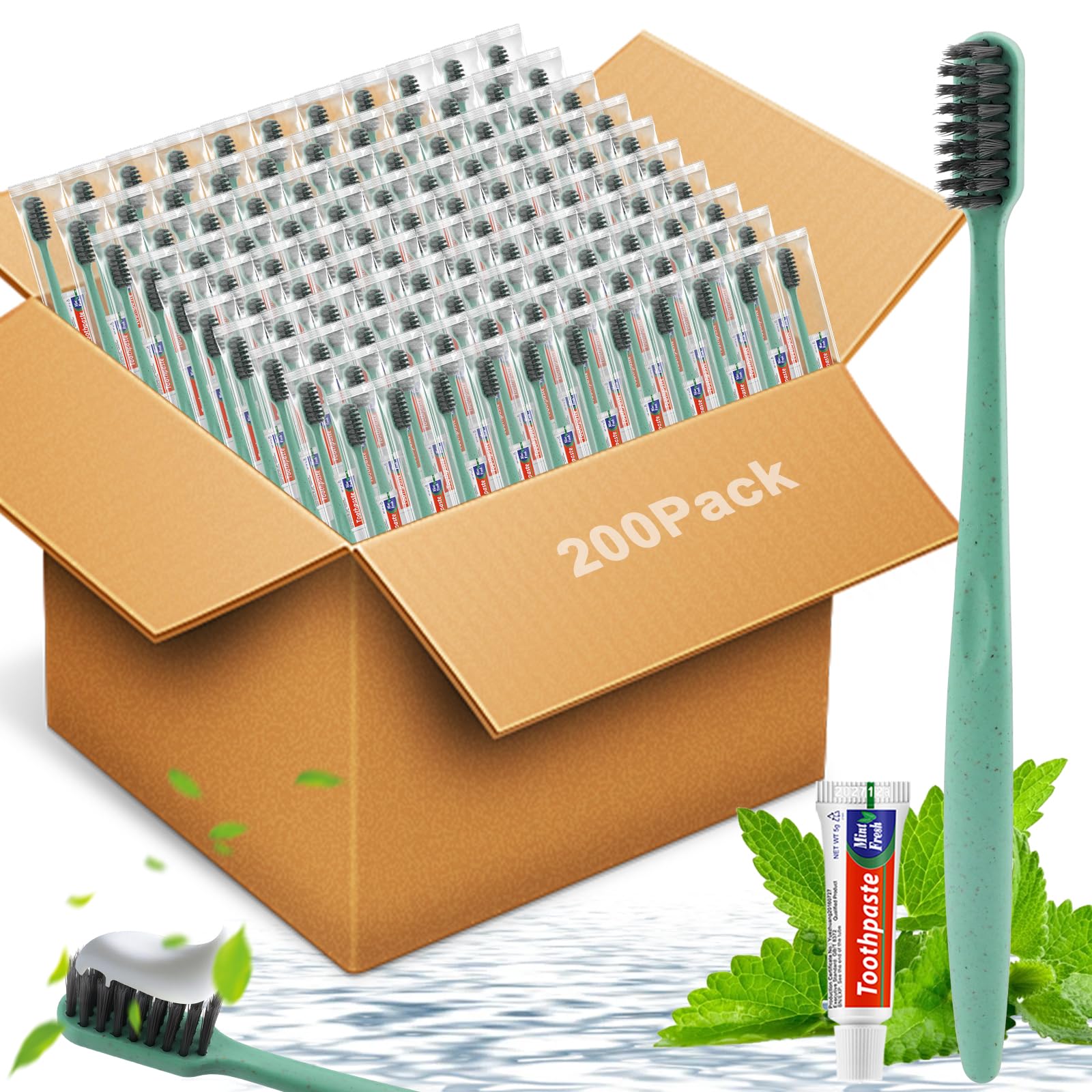 HOFASON disposable toothbrushes with toothpaste 200-pack in bulk packaging