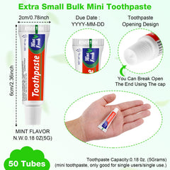 Mini toothpaste size 2.28 x 0.78 inches (0.18 oz)