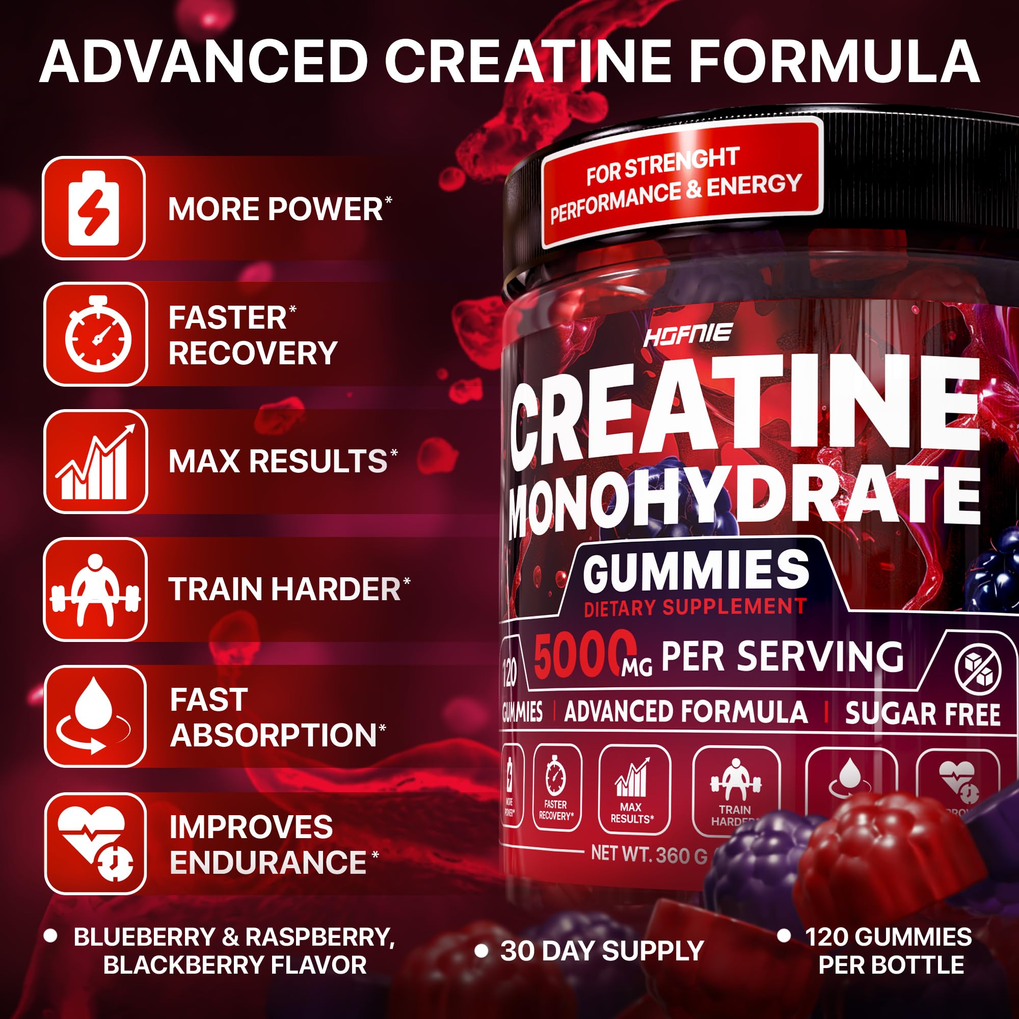Front of packaging showing 5000 mg per serving and vegan, sugar-free label