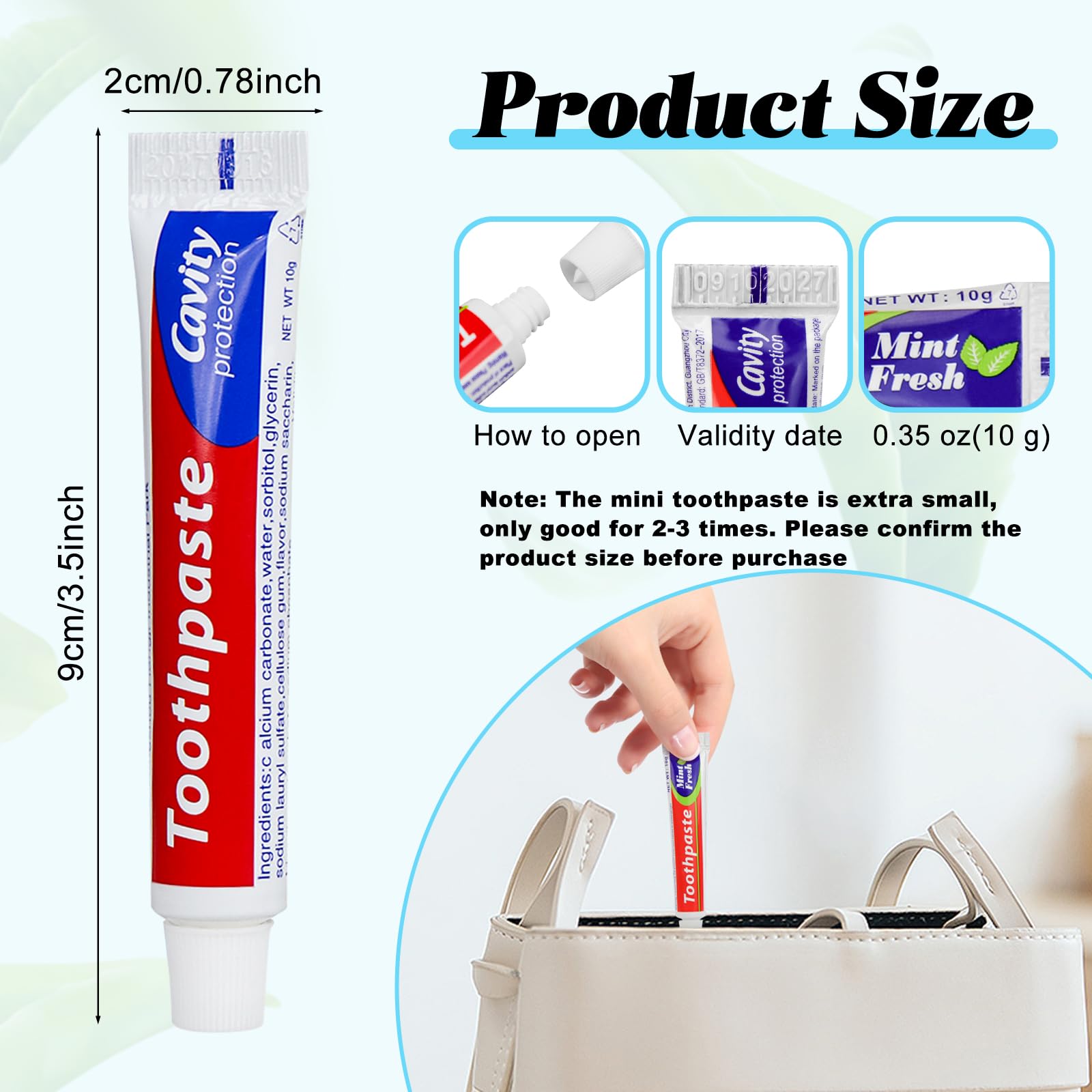 Toothpaste suitable for hotels and travel uses