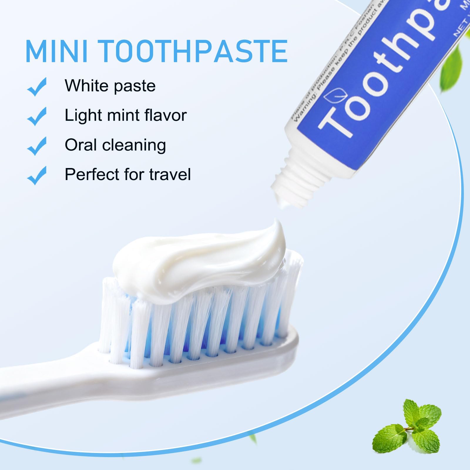 Individually wrapped mint toothpaste tubes for hotels and guests