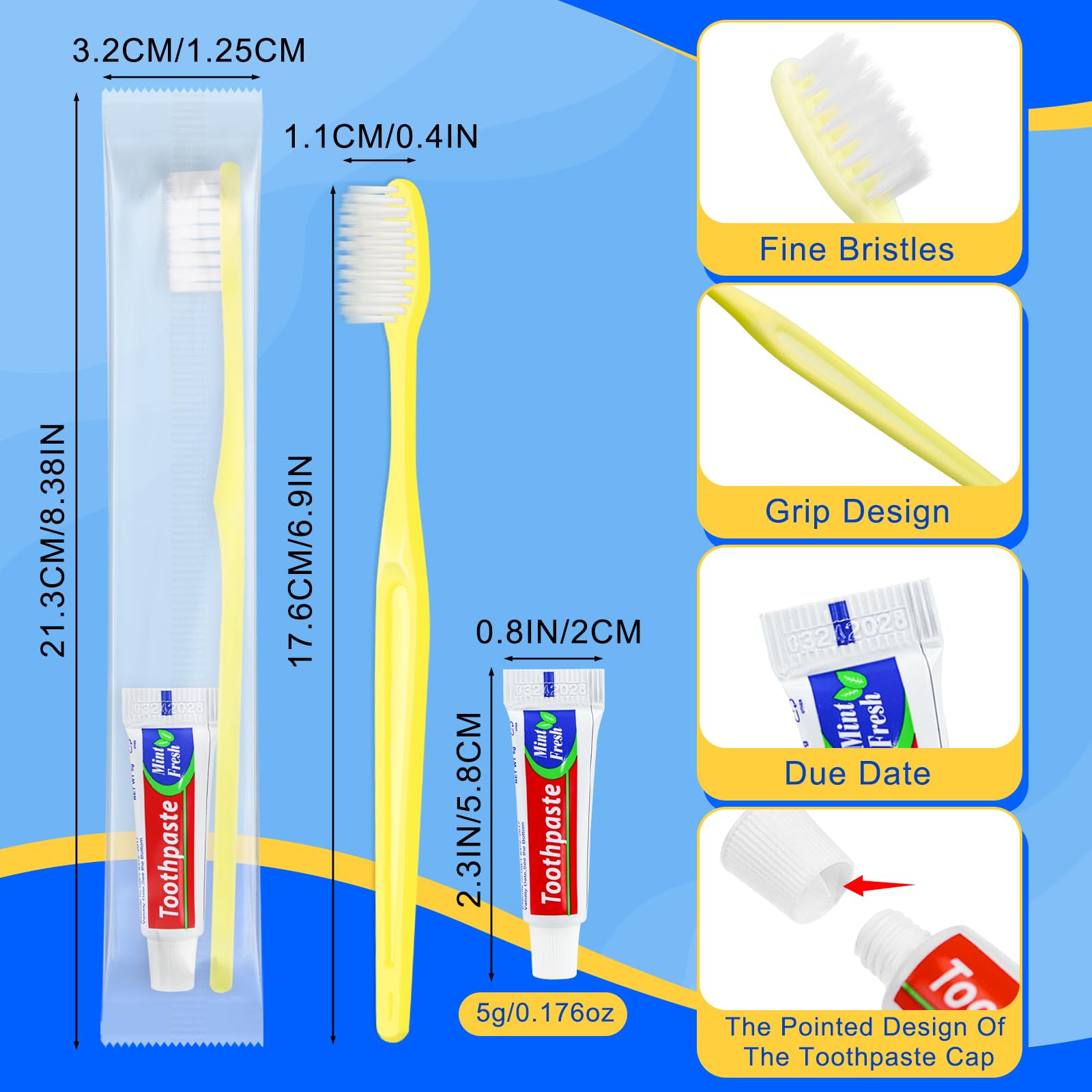 Sealed cap and compact travel toothbrush packaging