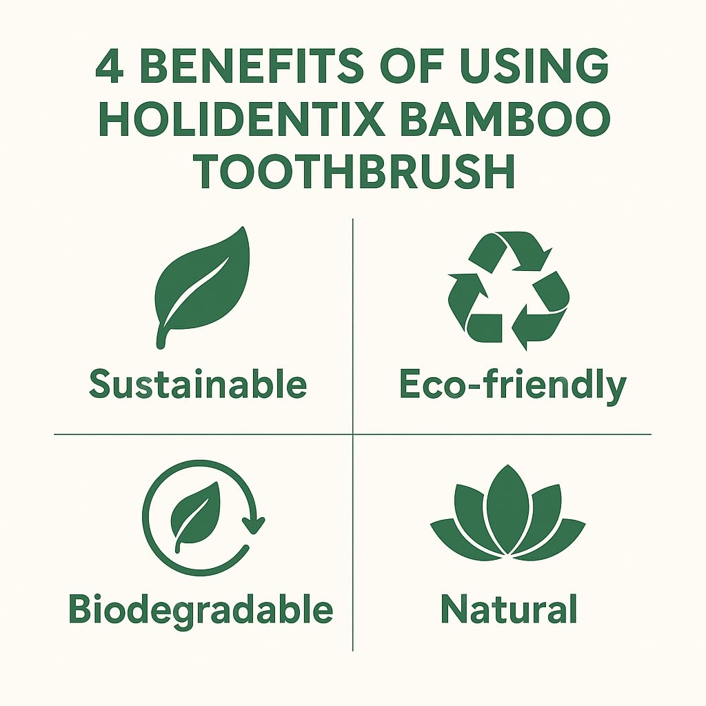 Sustainably sourced bamboo handle for Holidentix toothbrush