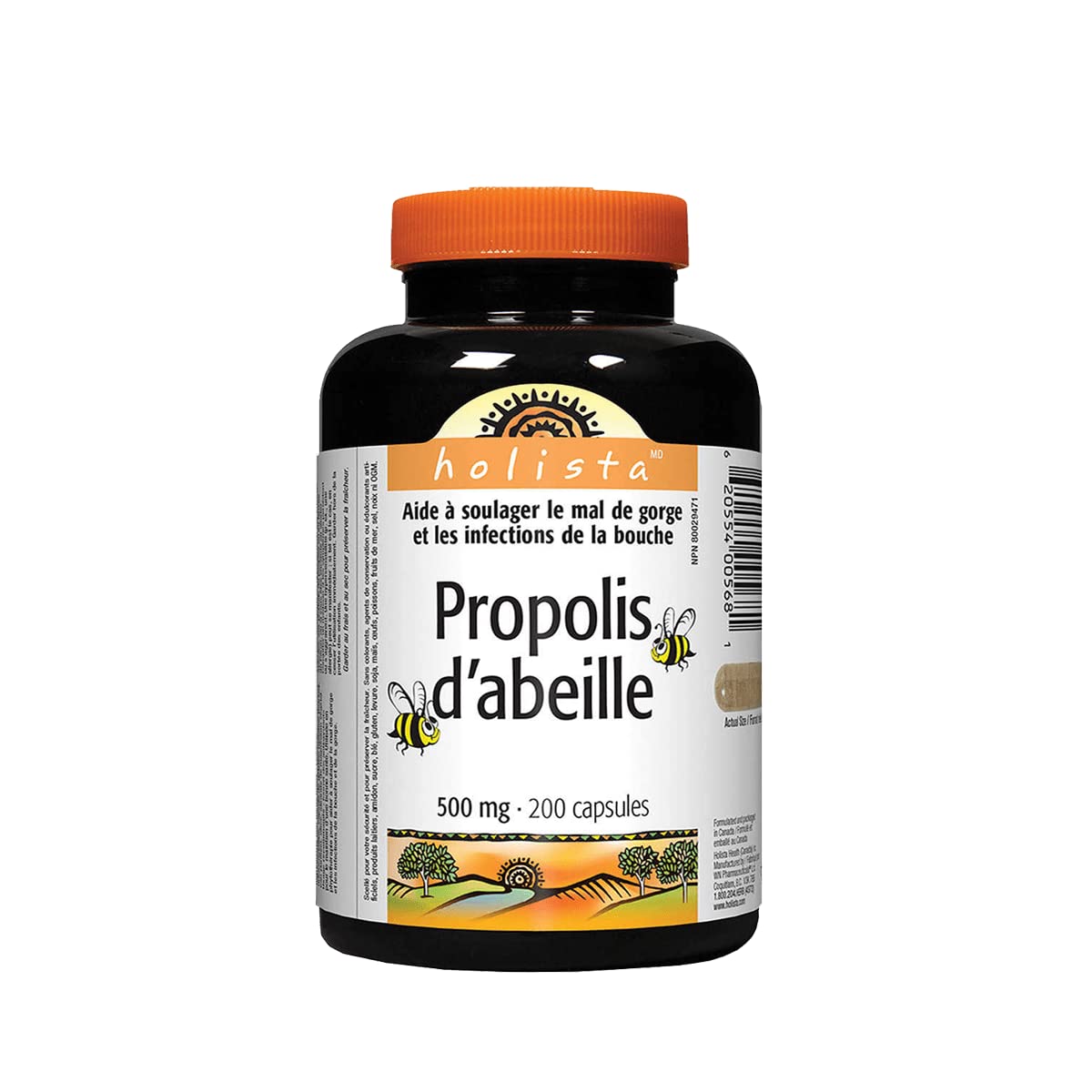Close-up of Holista Bee Propolis 500mg capsules