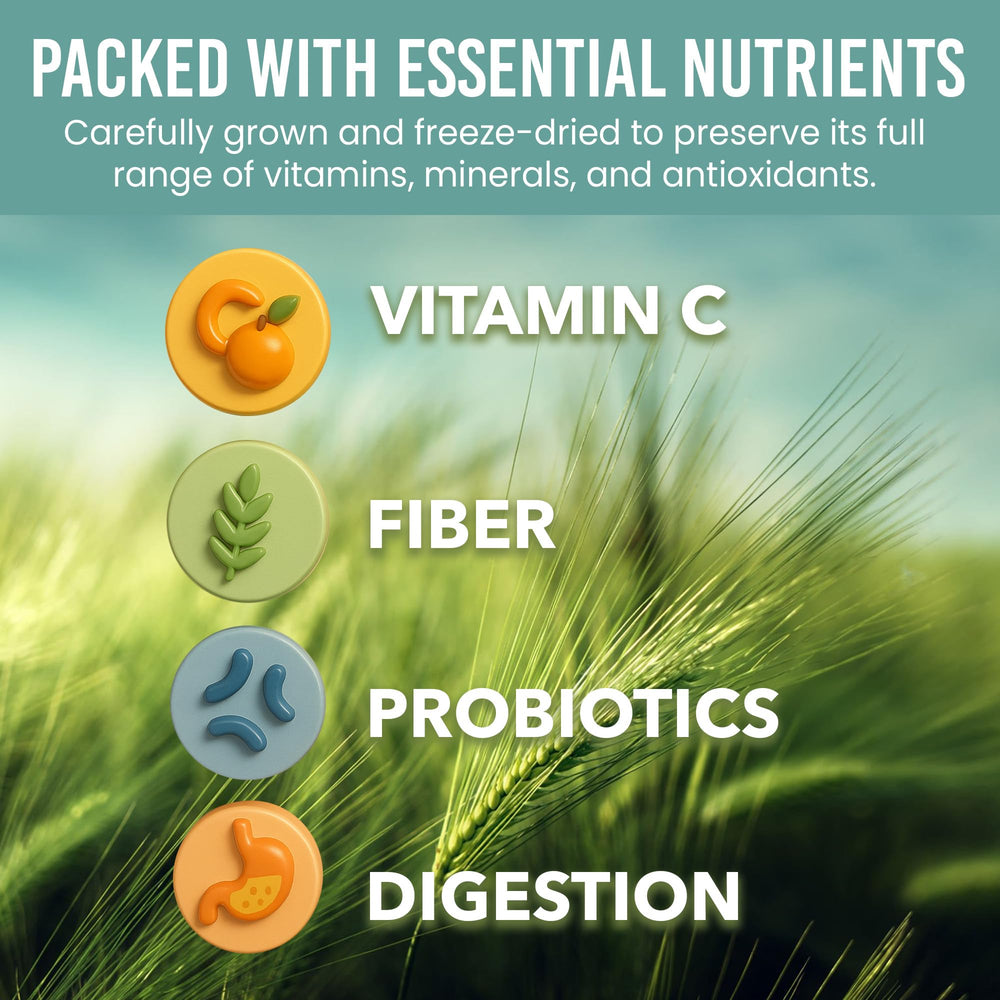 Label showing 30 day supply for Holistic Bin barley grass juice powder