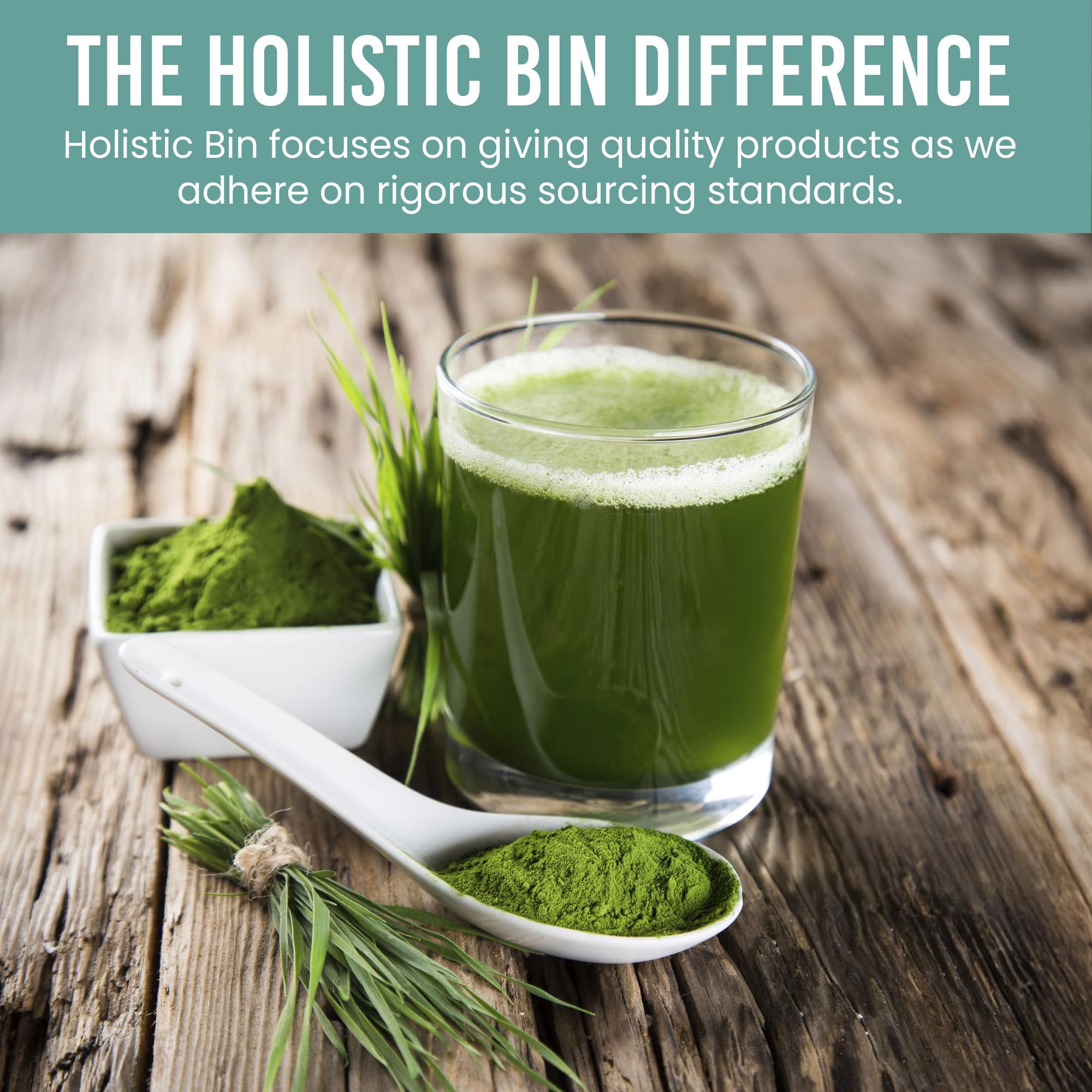 Giftable resealable pouch of Holistic Bin barley grass juice powder