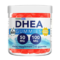 Holistic MD DHEA gummies bottle demonstrates a convenient daily dose option.