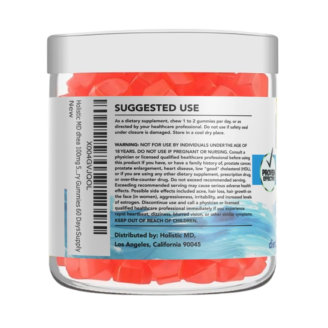 Holistic MD DHEA strawberry gummy texture highlights chewy, enjoyable experience.