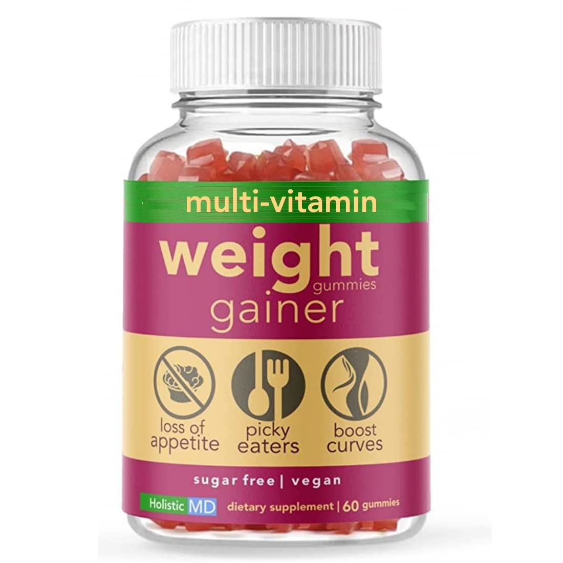 Holistic MD Gainer Gummies bottle front view with label