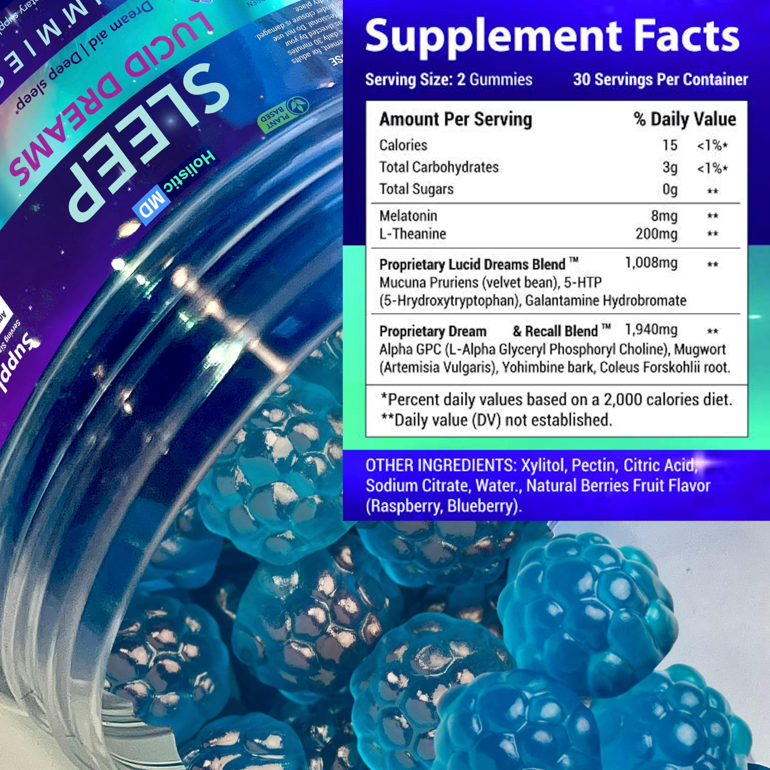 Gummies served on a white background