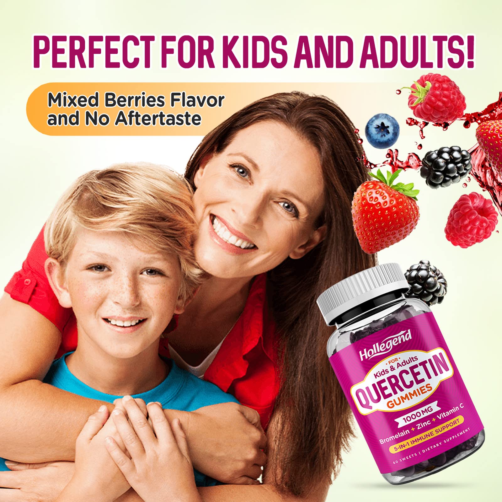 Supplement facts panel highlighting quercetin 1000mg per serving