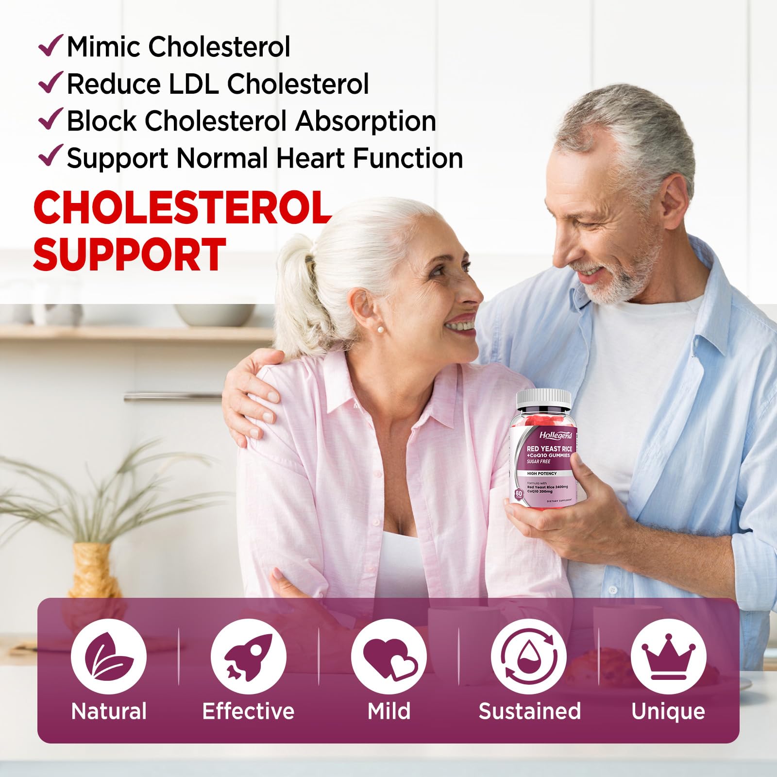 Graphic illustrating Red Yeast Rice + CoQ10 200mg per serving