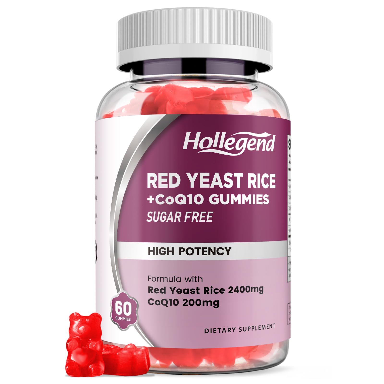 Bottle label of Hollgend Red Yeast Rice with CoQ10 Gummies
