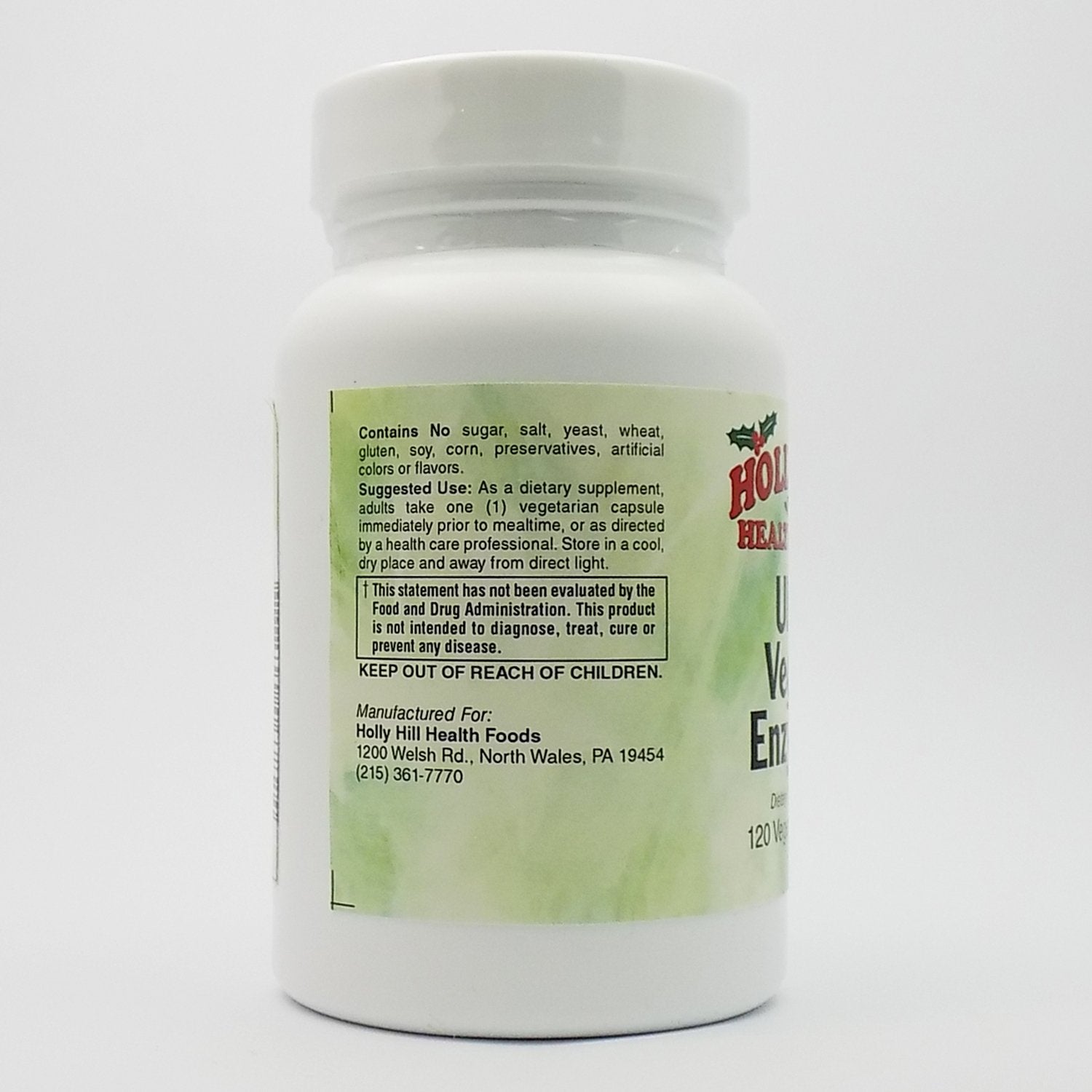 Holly Hill Health Foods Ultra Veggie Enzymes 120 Vegetarian Capsules bottle